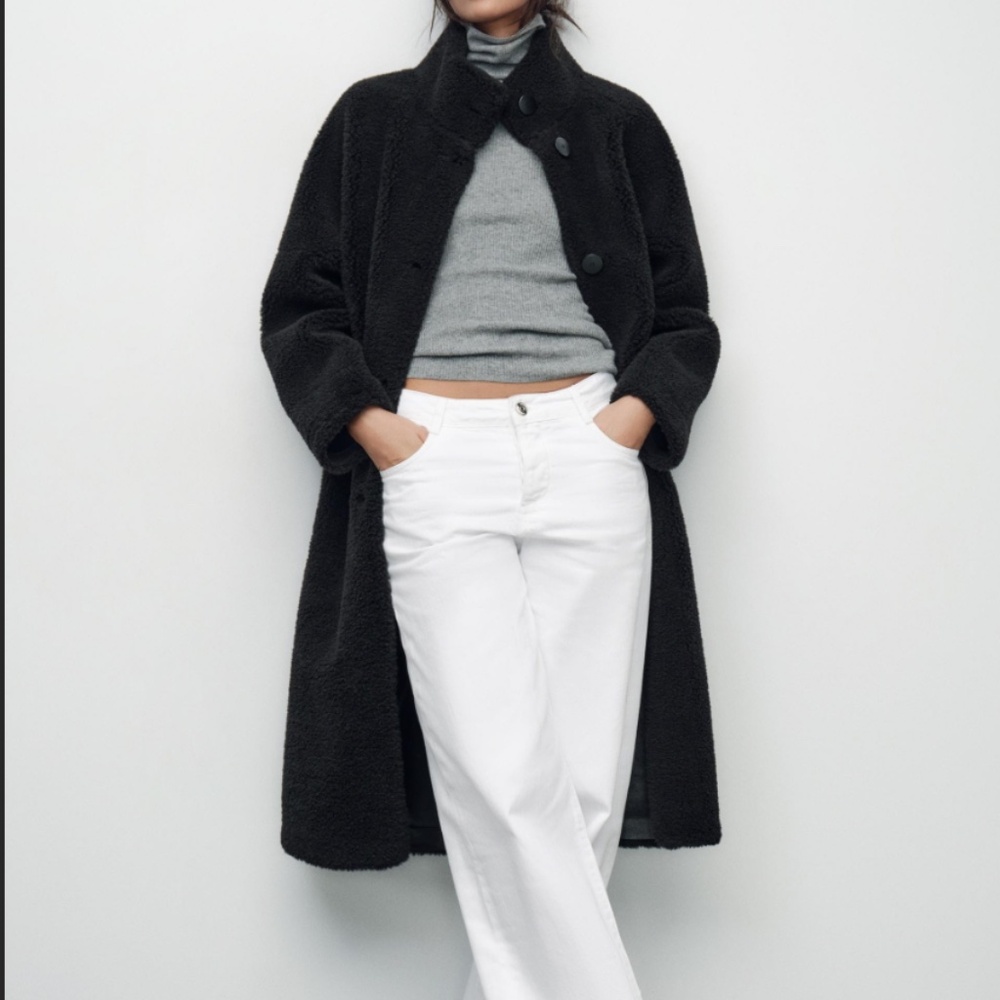 Zara Long Fleece Coat size S